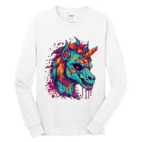 Zombie Unicorn Halloween Costume Scary Magical Tall Long Sleeve T-Shirt