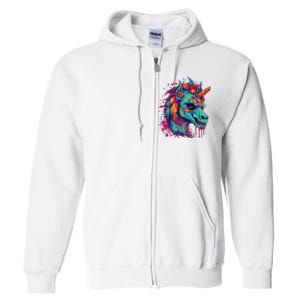 Zombie Unicorn Halloween Costume Scary Magical Full Zip Hoodie