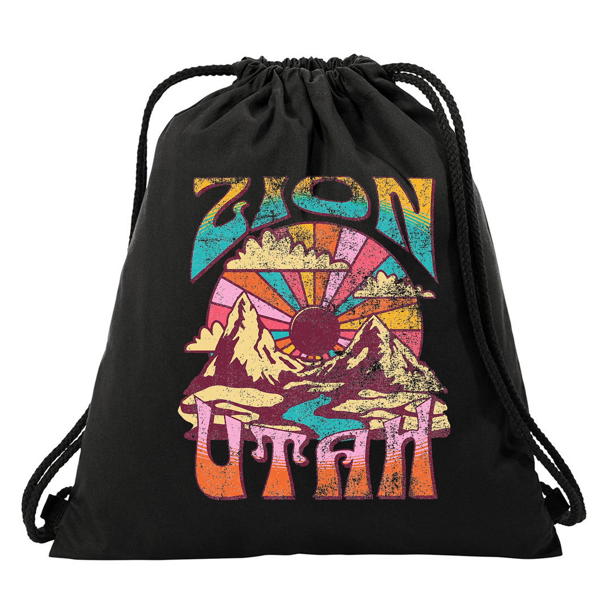 Zion Utah Nature Hiking Mountains Outdoors Vintage Drawstring Bag