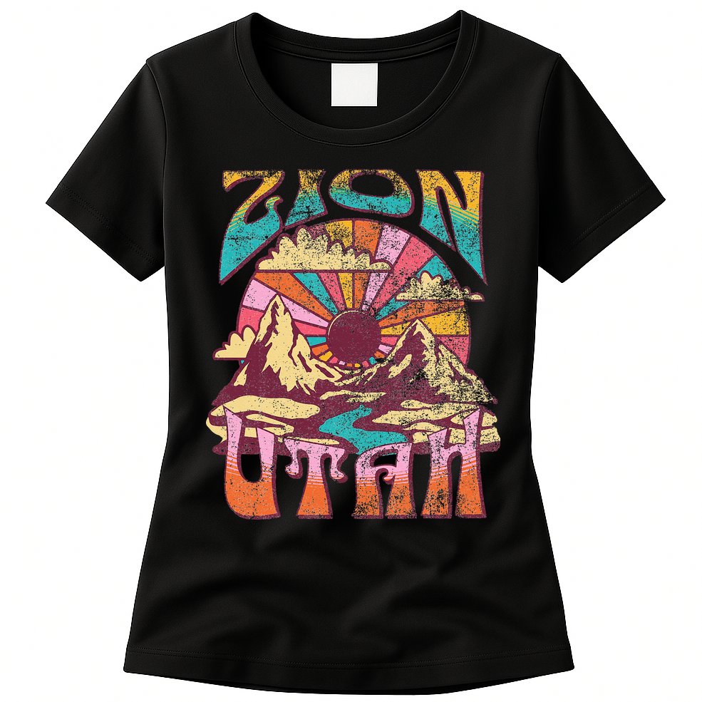 Zion Utah Nature Hiking Mountains Outdoors Vintage Womens T-Shirt