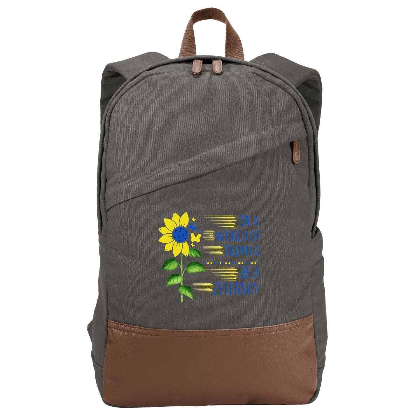 Zelensky Ukraine Support In A World Of Trumps Be A Zelensky Cotton Canvas Backpack