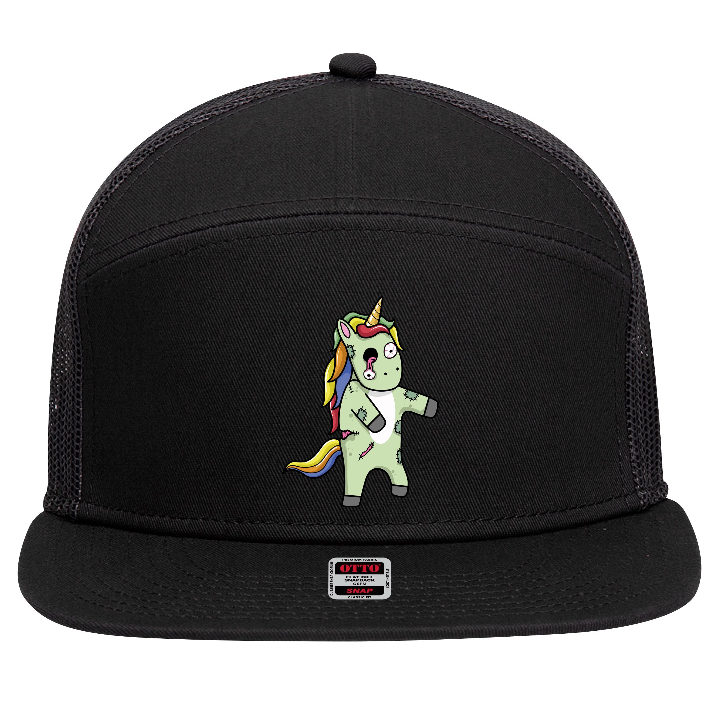 Zombie Unicorn 7 Panel Mesh Trucker Snapback Hat