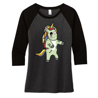 Zombie Unicorn Women's Tri-Blend 3/4-Sleeve Raglan Shirt