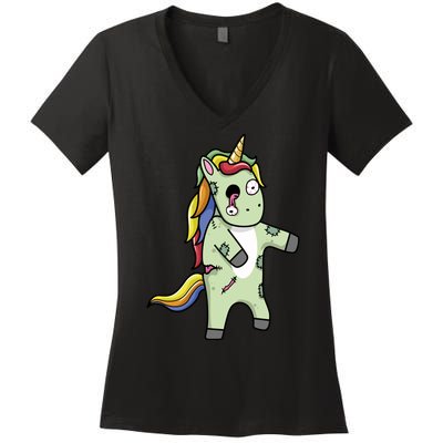 Zombie Unicorn Women's V-Neck T-Shirt