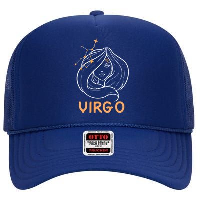 Zodiac Virgo Virgo Symbol Gift High Crown Mesh Back Trucker Hat