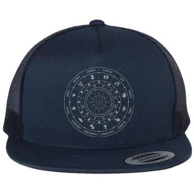 Zodiac Wheel Friend Zodiac Horoscope Astrology Meaningful Gift Flat Bill Trucker Hat