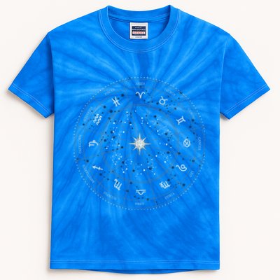 Zodiac Wheel Occult Zodiac Horoscope Astrology Birthday Gift Kids Tie-Dye T-Shirt