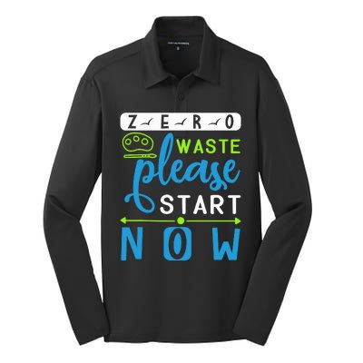 Zero Waste Please Start Now Silk Touch Performance Long Sleeve Polo