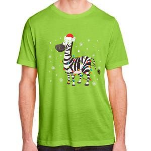 Zebra Wearing Santa Hat Snowflakes Christmas Lights Gift Adult ChromaSoft Performance T-Shirt