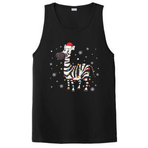 Zebra Wearing Santa Hat Snowflakes Christmas Lights Gift PosiCharge Competitor Tank