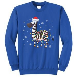 Zebra Wearing Santa Hat Snowflakes Christmas Lights Gift Sweatshirt