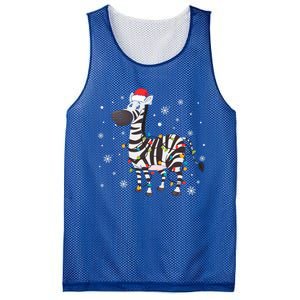 Zebra Wearing Santa Hat Snowflakes Christmas Lights Gift Mesh Reversible Basketball Jersey Tank