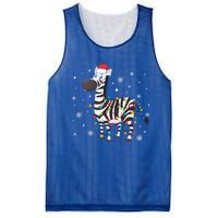 Zebra Wearing Santa Hat Snowflakes Christmas Lights Gift Mesh Reversible Basketball Jersey Tank