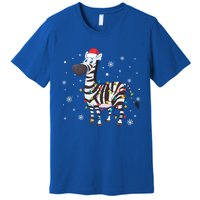 Zebra Wearing Santa Hat Snowflakes Christmas Lights Gift Premium T-Shirt