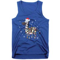 Zebra Wearing Santa Hat Snowflakes Christmas Lights Gift Tank Top