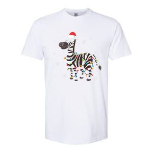 Zebra Wearing Santa Hat Snowflakes Christmas Lights Gift Softstyle CVC T-Shirt