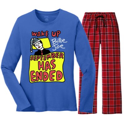 Zoebreadtok Wake Up Billie Joe September Has Ended Women's Long Sleeve Flannel Pajama Set 