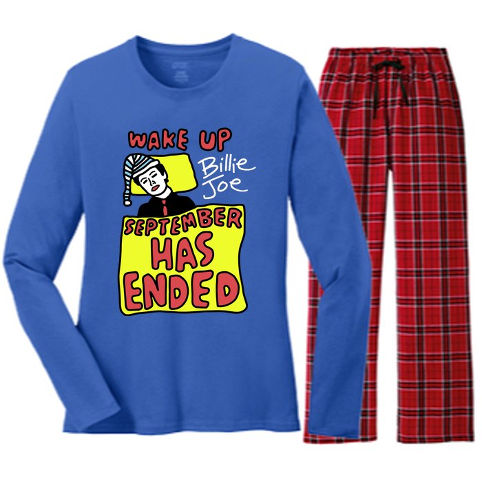 Zoebreadtok Wake Up Billie Joe September Has Ended Women's Long Sleeve Flannel Pajama Set 