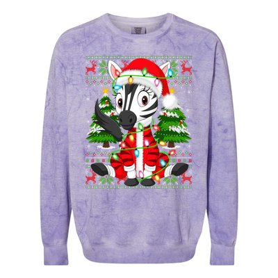 Zebra Xmas Style Ugly Santa Zebra Christmas Gift Colorblast Crewneck Sweatshirt