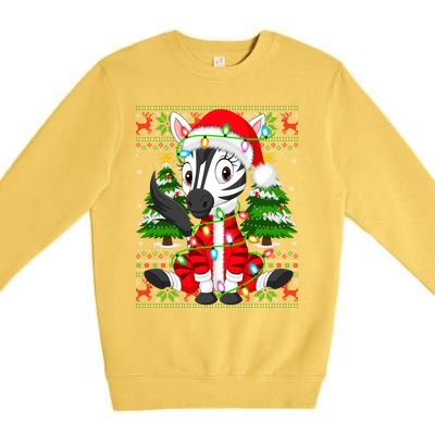 Zebra Xmas Style Ugly Santa Zebra Christmas Gift Premium Crewneck Sweatshirt