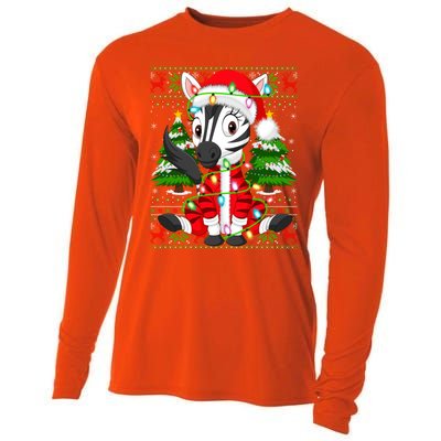 Zebra Xmas Style Ugly Santa Zebra Christmas Gift Cooling Performance Long Sleeve Crew