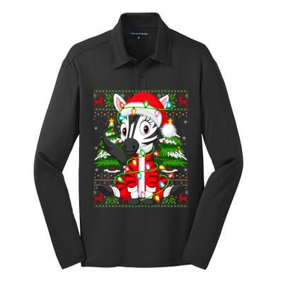 Zebra Xmas Style Ugly Santa Zebra Christmas Gift Silk Touch Performance Long Sleeve Polo