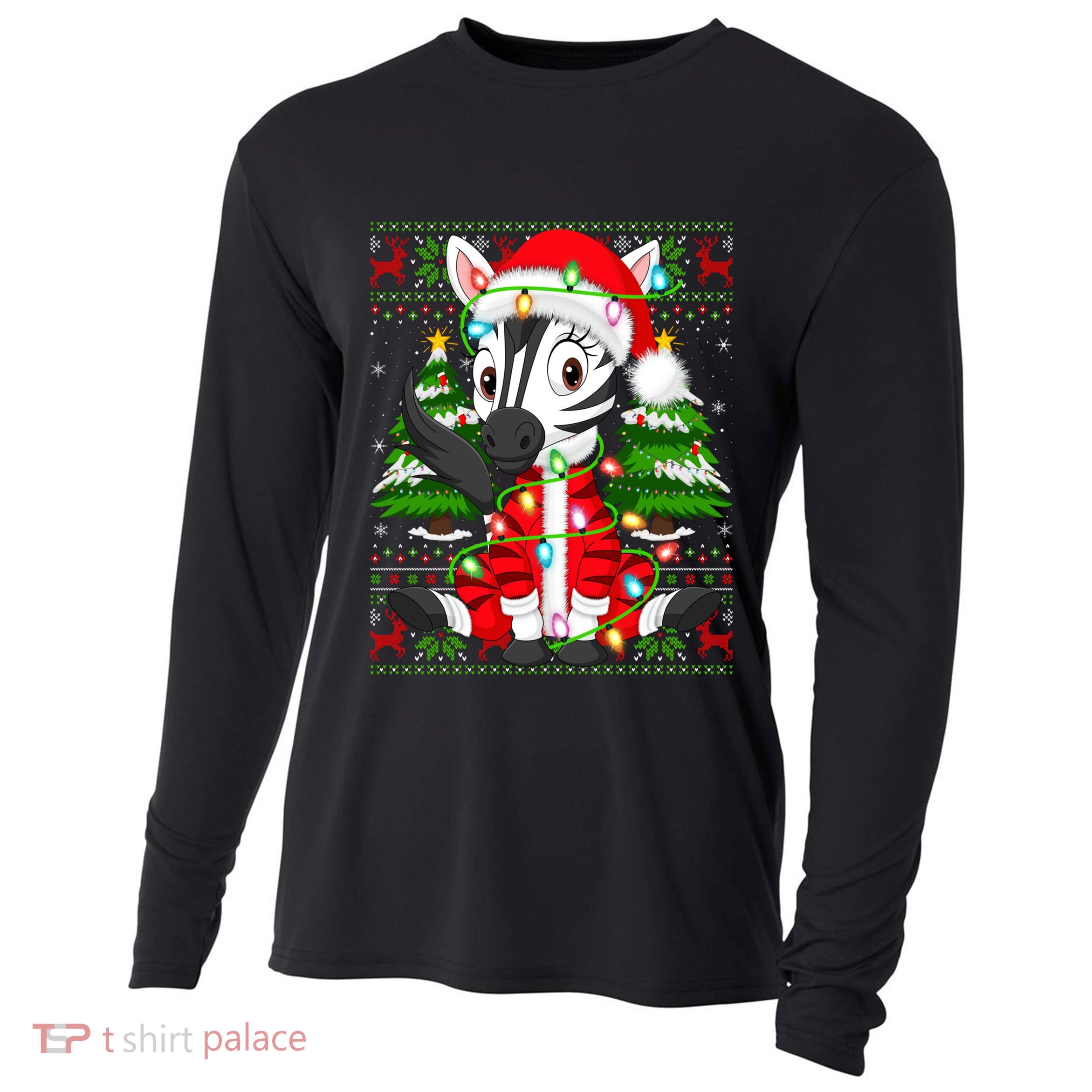 Zebra Xmas Style Ugly Santa Zebra Christmas Gift Cooling Performance Long Sleeve Crew