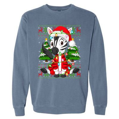 Zebra Xmas Style Ugly Santa Zebra Christmas Gift Garment-Dyed Sweatshirt