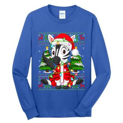 Zebra Xmas Style Ugly Santa Zebra Christmas Gift Tall Long Sleeve T-Shirt