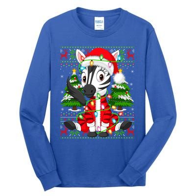 Zebra Xmas Style Ugly Santa Zebra Christmas Gift Tall Long Sleeve T-Shirt