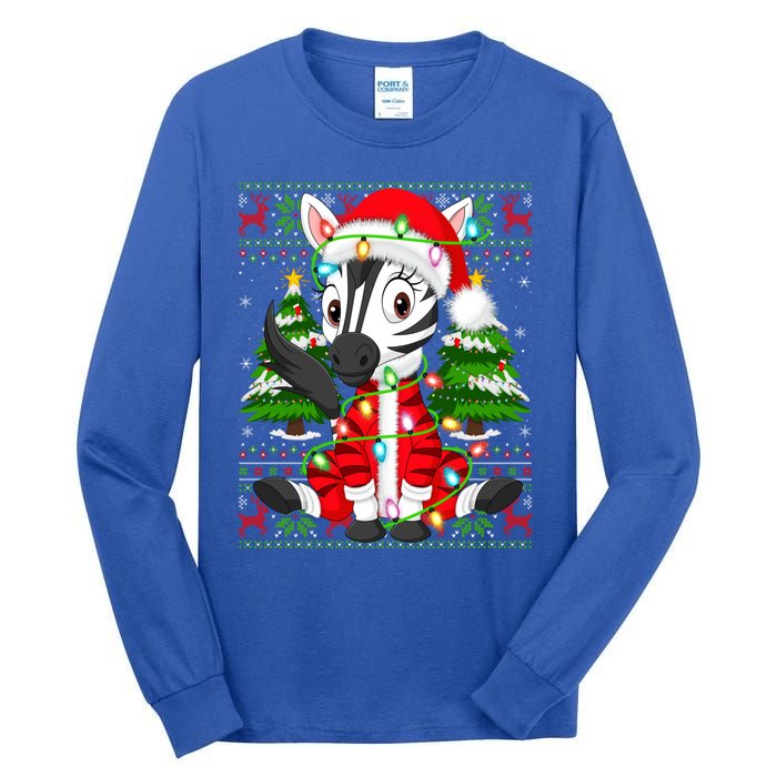 Zebra Xmas Style Ugly Santa Zebra Christmas Gift Tall Long Sleeve T-Shirt