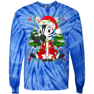 Zebra Xmas Style Ugly Santa Zebra Christmas Gift Tie-Dye Long Sleeve Shirt