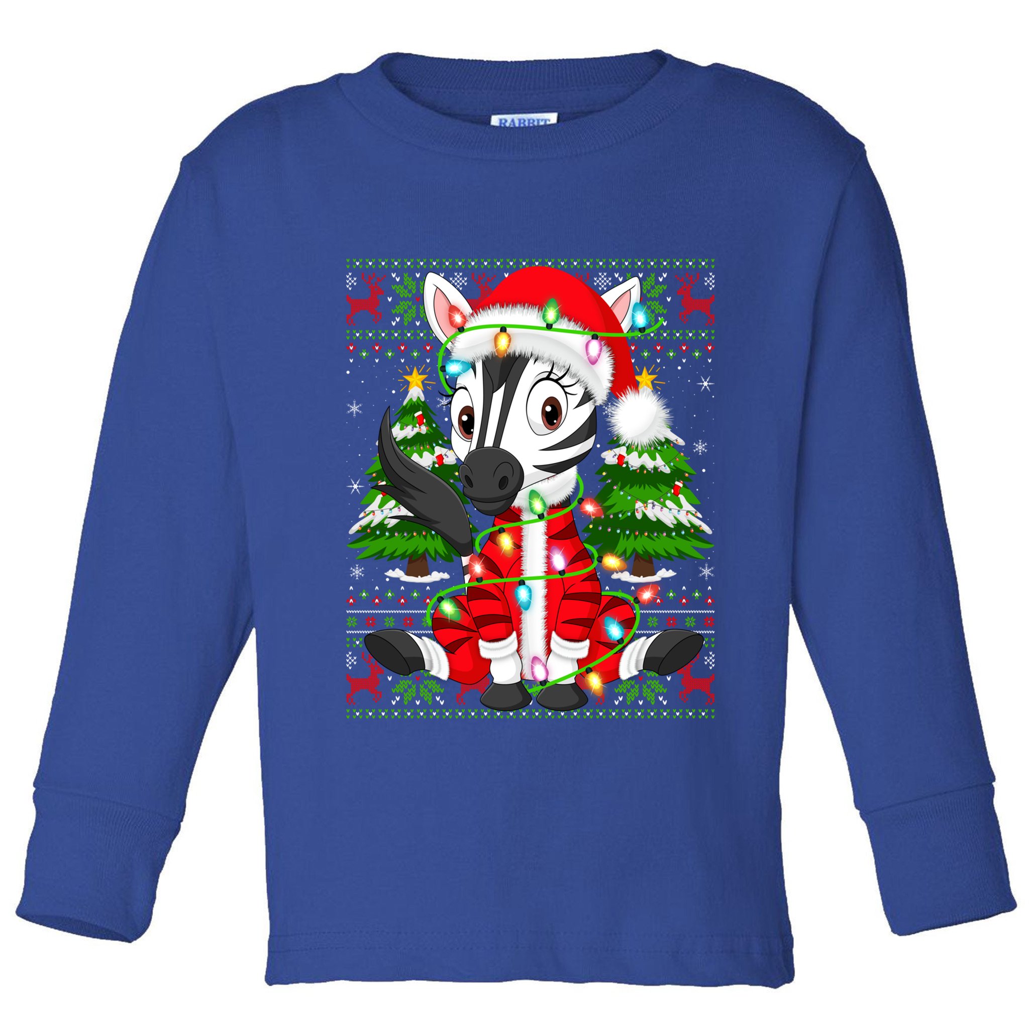 Zebra Xmas Style Ugly Santa Zebra Christmas Gift Toddler Long Sleeve Shirt