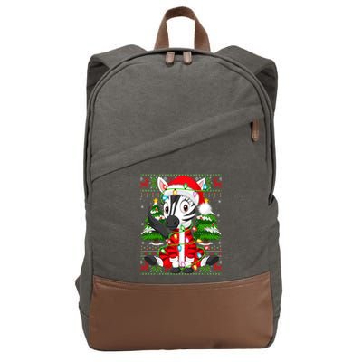 Zebra Xmas Style Ugly Santa Zebra Christmas Gift Cotton Canvas Backpack