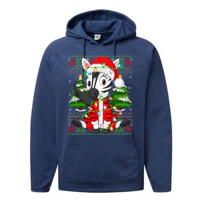 Zebra Xmas Style Ugly Santa Zebra Christmas Gift Performance Fleece Hoodie