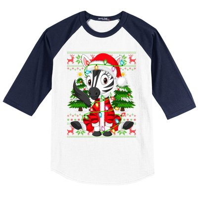 Zebra Xmas Style Ugly Santa Zebra Christmas Gift Baseball Sleeve Shirt