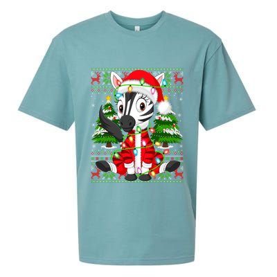Zebra Xmas Style Ugly Santa Zebra Christmas Gift Sueded Cloud Jersey T-Shirt