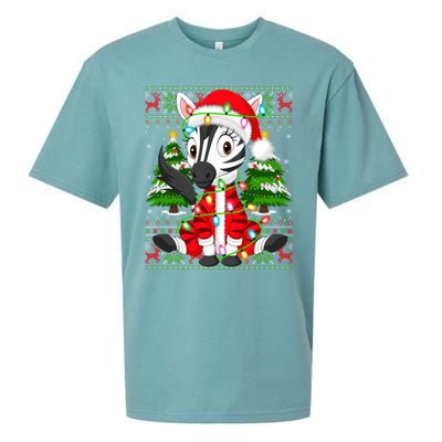 Zebra Xmas Style Ugly Santa Zebra Christmas Gift Sueded Cloud Jersey T-Shirt