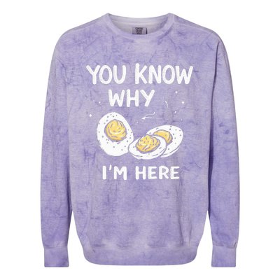 Zany You Know Why IM Here Deviled Eggs Funny Thanksgiving Colorblast Crewneck Sweatshirt