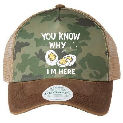 Zany You Know Why IM Here Deviled Eggs Funny Thanksgiving Legacy Tie Dye Trucker Hat