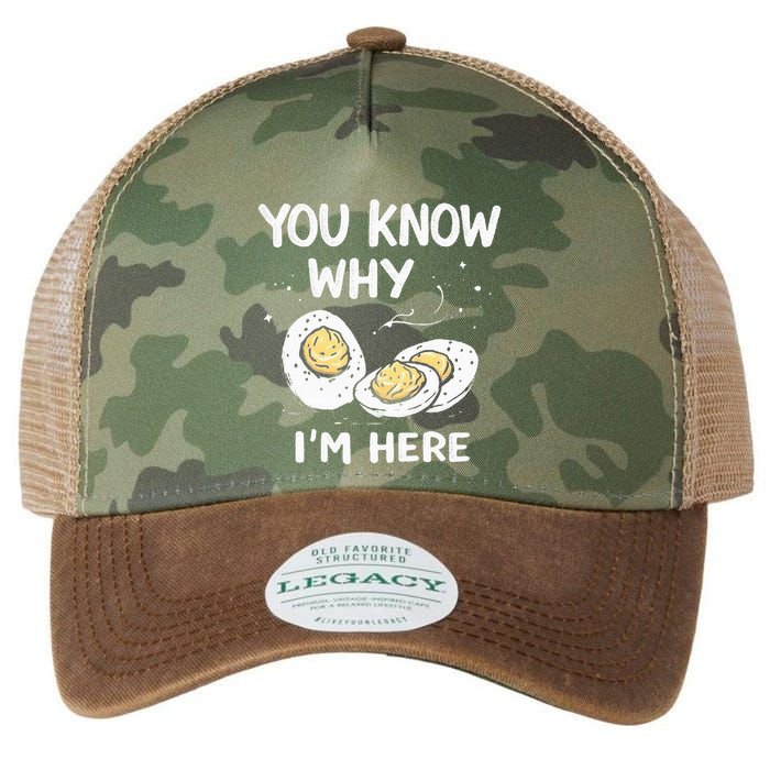 Zany You Know Why IM Here Deviled Eggs Funny Thanksgiving Legacy Tie Dye Trucker Hat