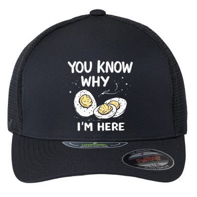 Zany You Know Why IM Here Deviled Eggs Funny Thanksgiving Flexfit Unipanel Trucker Cap