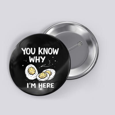 Zany You Know Why IM Here Deviled Eggs Funny Thanksgiving Button