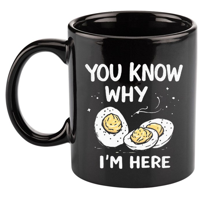 Zany You Know Why IM Here Deviled Eggs Funny Thanksgiving 11oz C Handle Ceramic Mug