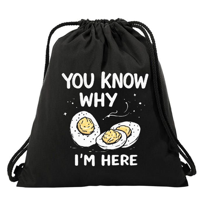 Zany You Know Why IM Here Deviled Eggs Funny Thanksgiving Drawstring Bag