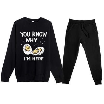 Zany You Know Why IM Here Deviled Eggs Funny Thanksgiving Premium Crewneck Sweatsuit Set