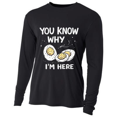 Zany You Know Why IM Here Deviled Eggs Funny Thanksgiving Cooling Performance Long Sleeve Crew