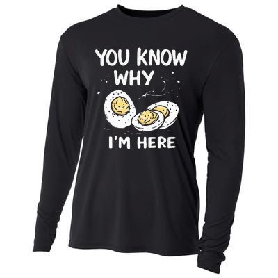 Zany You Know Why IM Here Deviled Eggs Funny Thanksgiving Cooling Performance Long Sleeve Crew