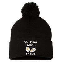 Zany You Know Why IM Here Deviled Eggs Funny Thanksgiving Pom Pom 12in Knit Beanie