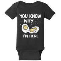 Zany You Know Why IM Here Deviled Eggs Funny Thanksgiving Baby Bodysuit